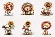 Summer Funny Sunflower Animals, an Animal Illustration by CreationArt (Thumbnail 4 of 7)