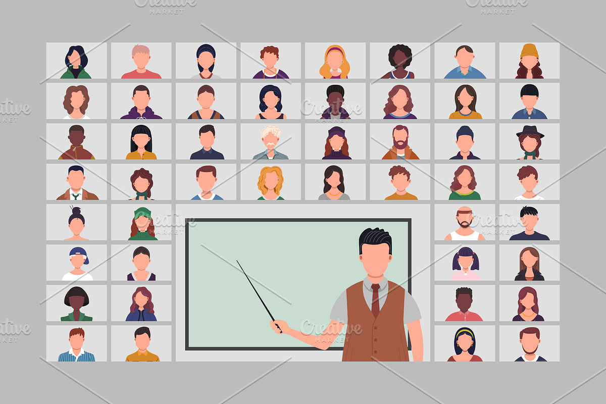 Online classroom video conference, an Education Illustration by Yayasya (Photo 2 of 3)