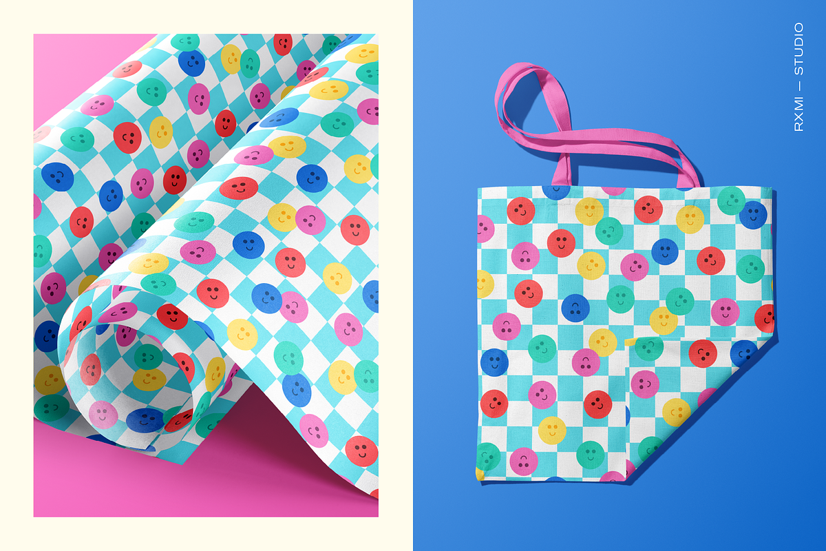 Smiley Faces on Checkered Pattern, a Pattern Graphic by Rxmi Studio (Photo 2 of 3)