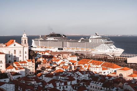 A cruise ship docked in Lisbon, a Transportation Photo by SkyNext