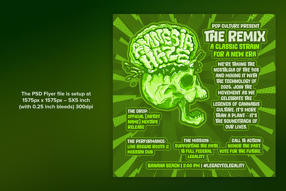 Summer Cannabis Party Flyer Template, a Flyer Template by The Design For Co. (Photo 4 of 4)