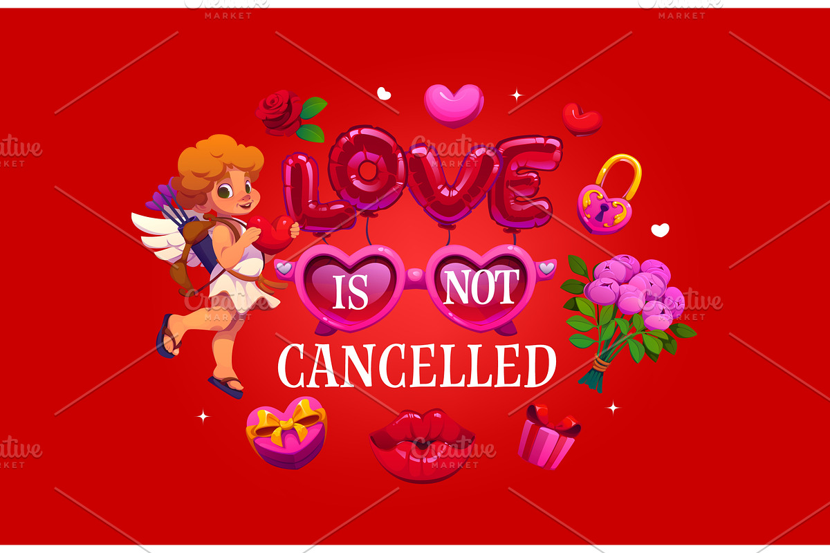 Love is not cancelled romantic quote, a Seasonal Illustration by Vector Tradition