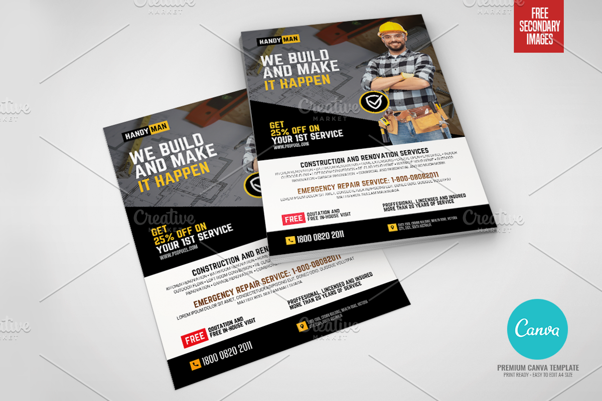Home Renovation and Contracting, a Flyer Template by PSDPixel (Photo 4 of 5)