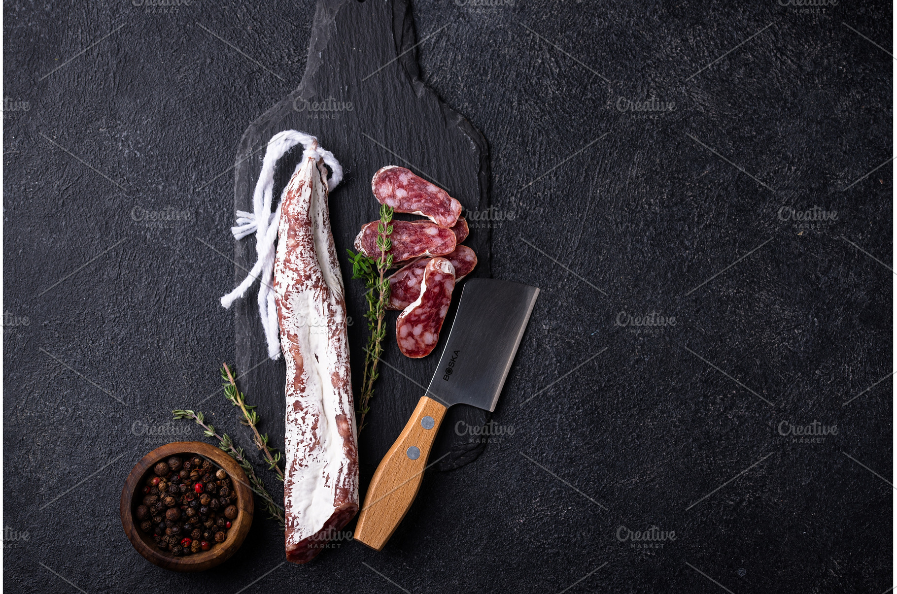 Salami sausage fuet with spice, a Food & Drink Photo by Yulia Furman
