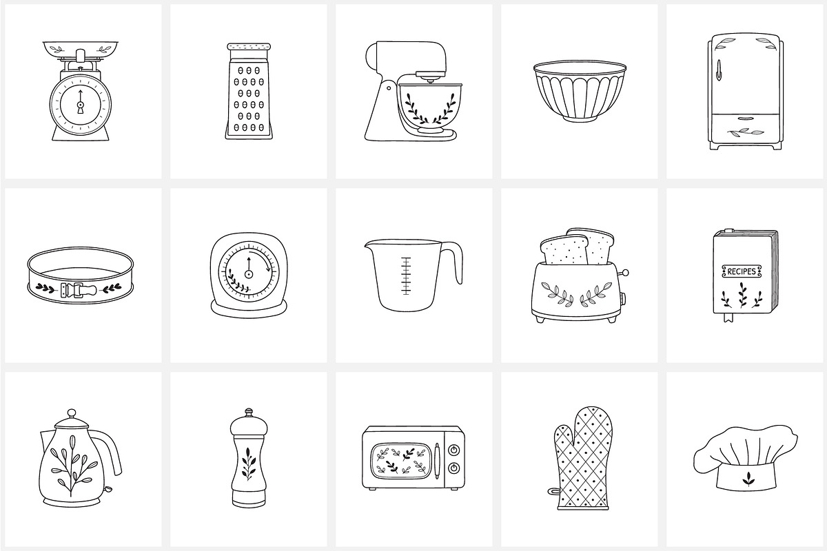 Kitchen & Cooking Icons, an Outline Icon by NatalieArtShop (Photo 3 of 16)
