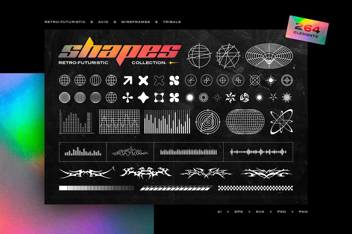Retro-Futuristic Shapes Collection, an Object Graphic by pixelbuddha.net (Photo 1 of 17)
