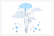 Girl Flying Weather Wind Umbrella, a Graphic by PixelBender (Thumbnail 1 of 5)