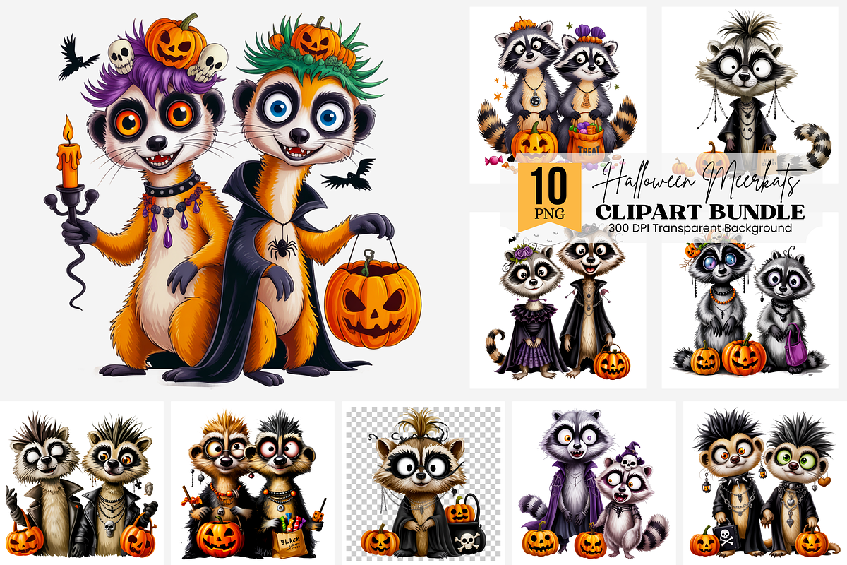 Halloween Meerkat Sublimation PNG, a Graphic by Clipart Bloom (Photo 1 of 11)