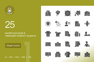 Healthcare SaaS & Telehealth Icons.