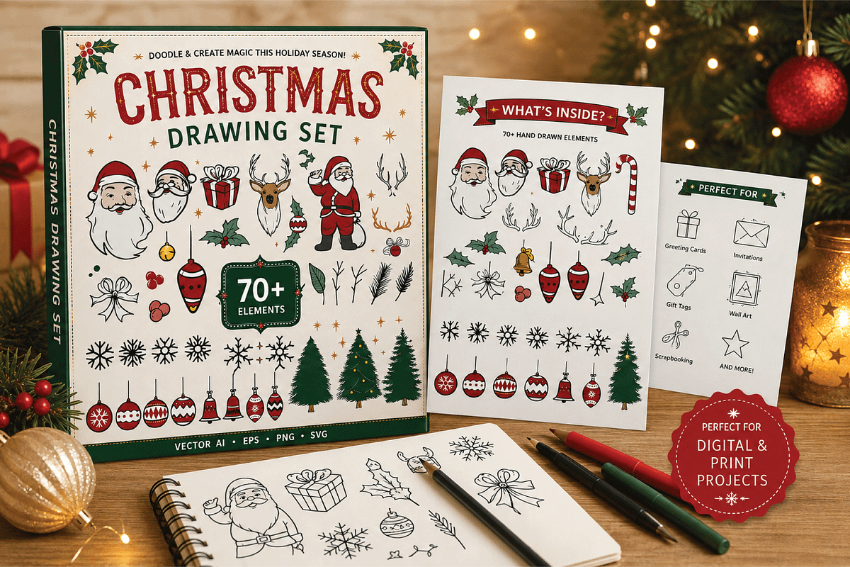 Christmas Drawing Coloring Set, a Seasonal Illustration by Design House (Photo 3 of 3)