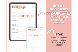 Wedding Budget Planner - Pink BUNDLE