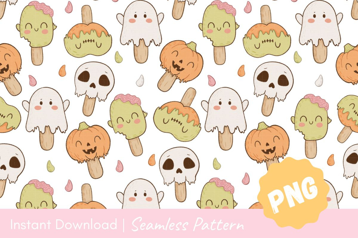 Cute Ice Cream Halloween Seamless, a Pattern Graphic by CpSnowy (Photo 2 of 5)