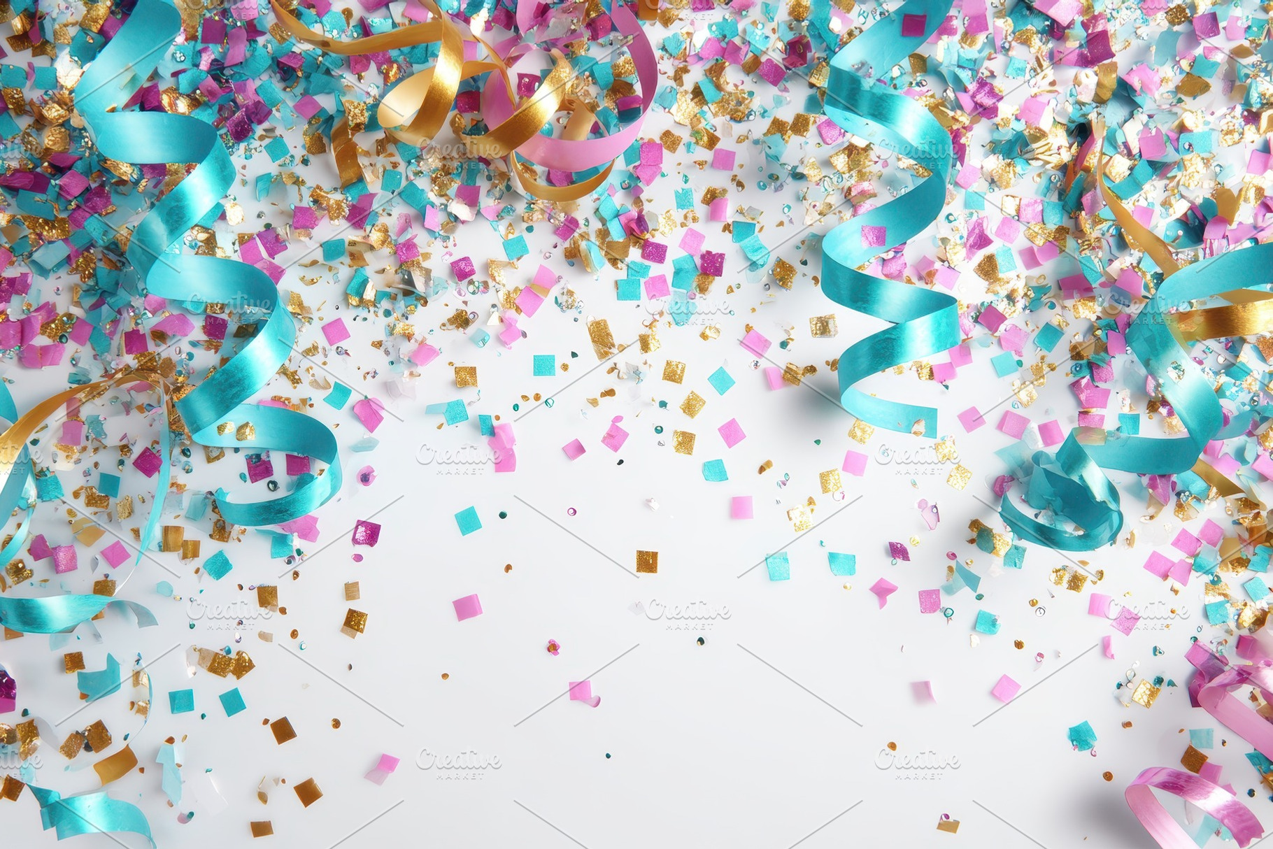 Festive confetti and ribbons party c, a Photo by Pixeness Studio