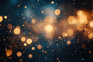 Sparkling Golden and Blue Bokeh Ligh, an Abstract Photo by Pixeness Studio