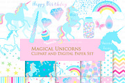 Magical Unicorns, Einhorn, Blue, an Illustration by Mia's Graphic Design (Thumbnail 2 of 9)