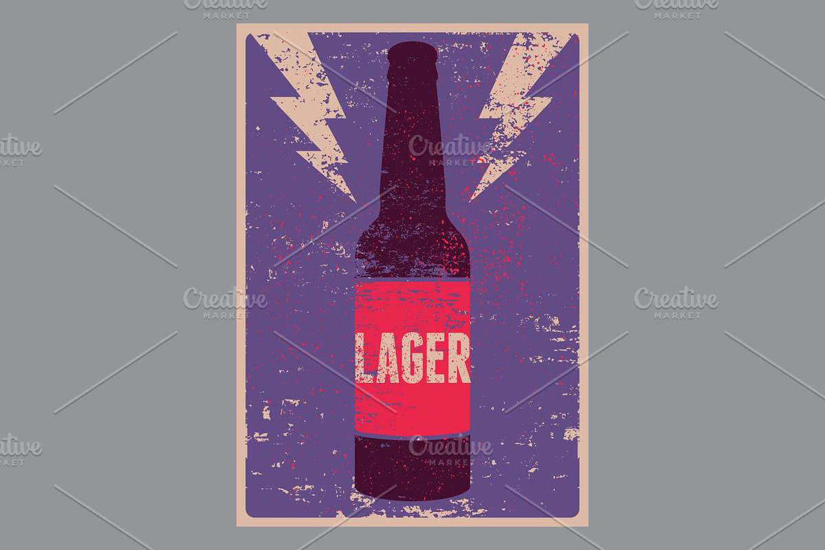 Beer Types grunge vector poster set., a Food Illustration by PoPaShop (Photo 5 of 11)