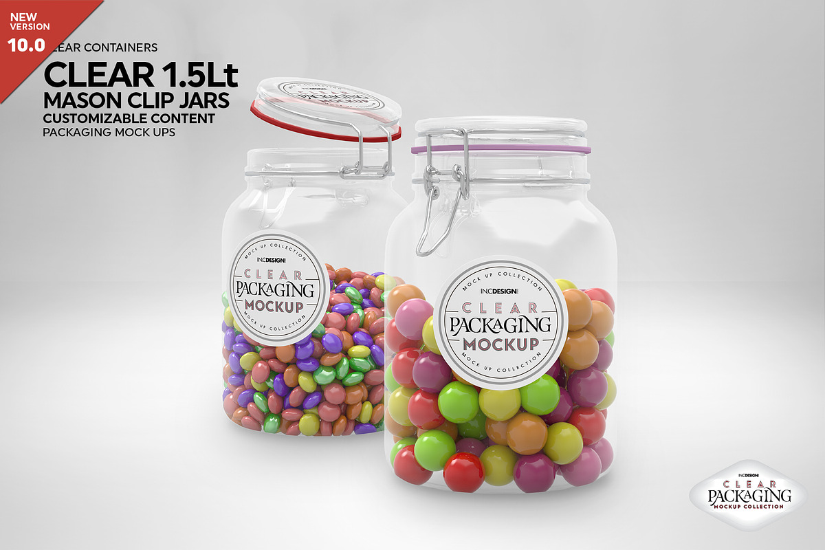 Clear Mason 1.5Liter Clip Jar Mockup, a Cups & Container Mockup by INCDesign (Photo 1 of 8)
