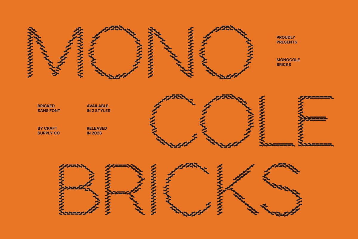 Monocole Bricks, a Sans Serif Font by Craft Supply Co. (Photo 1 of 8)