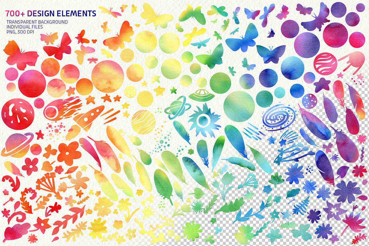 Watercolor Rainbow Patterns&Elements, a Pattern Graphic by PenguinArtStudio (Photo 9 of 11)