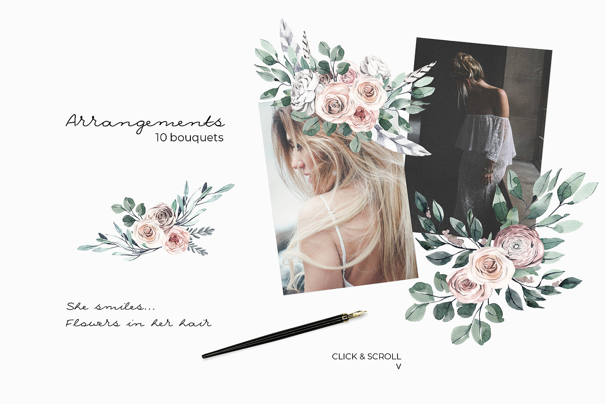 -50% MODERN BOHO: watercolor floral, an Object Graphic by Lana Elanor (Photo 2 of 12)