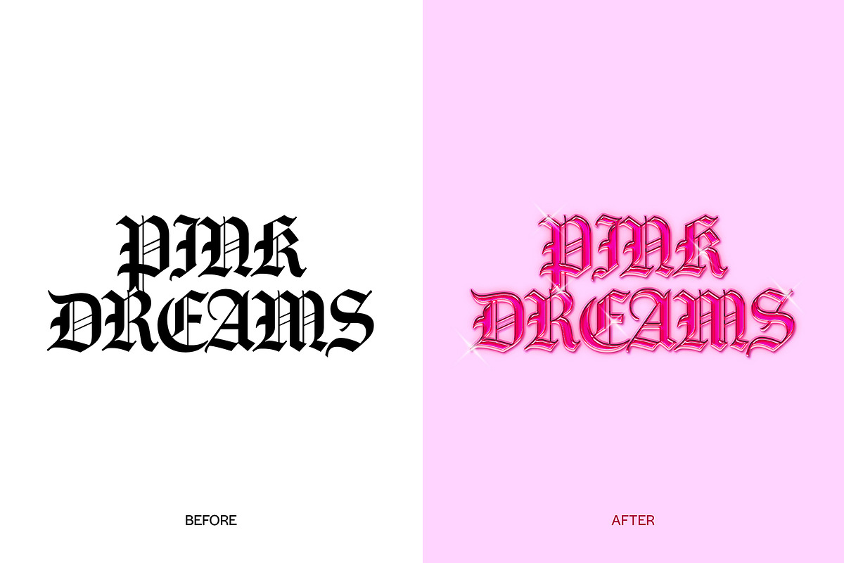PINK GLOSSY Chrome Effect Photoshop, a Layer Style Add-On by Vermeulen Design Studio (Photo 4 of 4)