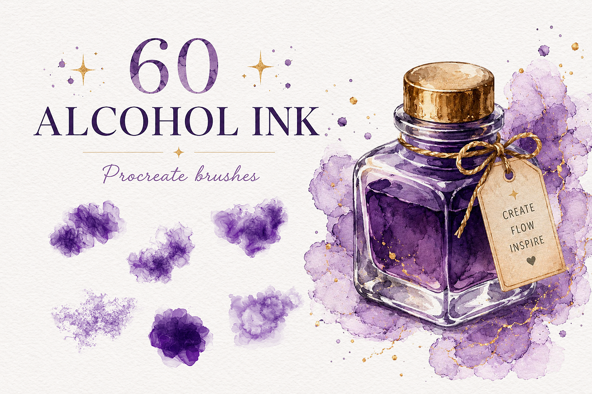 Procreate Alcohol Ink Brushes, a Brush Add-On by HopeArtIllustration (Photo 1 of 8)