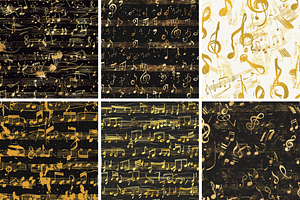 Gold Handwritten Music Seamless