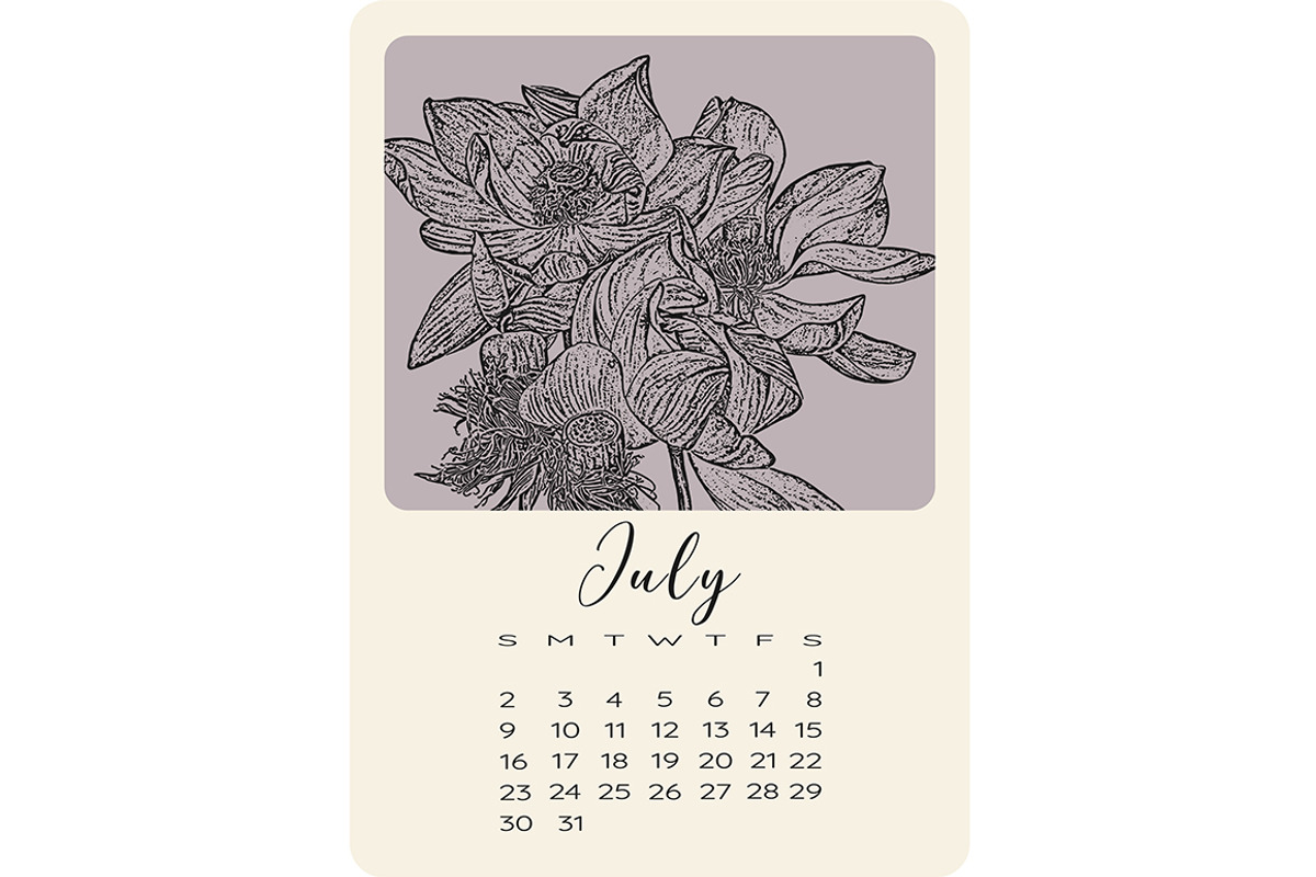 Calendar with monochrome flowers, a Stationery Template by NatalyN (Photo 8 of 13)