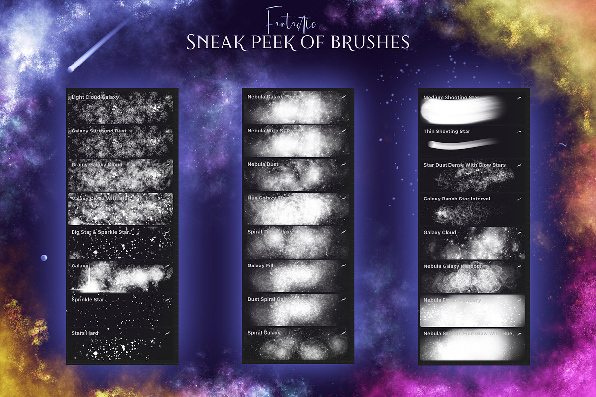 Space Galaxy Procreate Brushes, a Brush Add-On by ArtstudioByKhushbu (Photo 7 of 9)