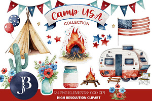 4th Of July Camper Clipart