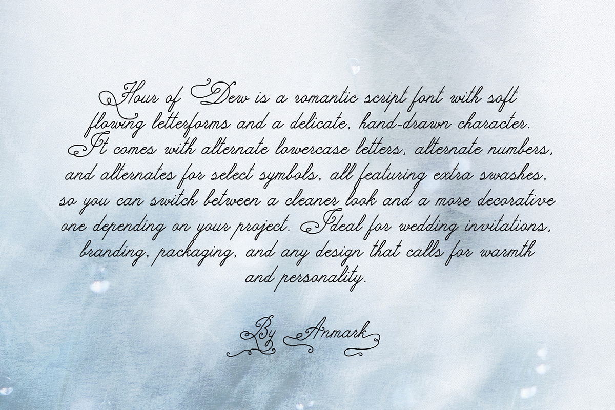 Hour of Dew | Romantic Swash Script, a Script Font by AnMark (Photo 13 of 17)