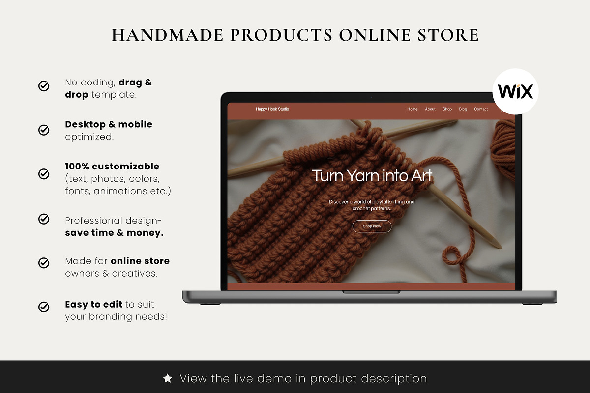 Wix Creative Crafting Online Store, a Wix Template by Sky Dore Design (Photo 4 of 11)