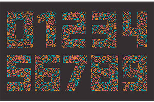 Numbers colourful set in line style