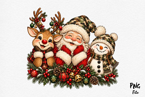 Christmas Camo Character Trio PNG