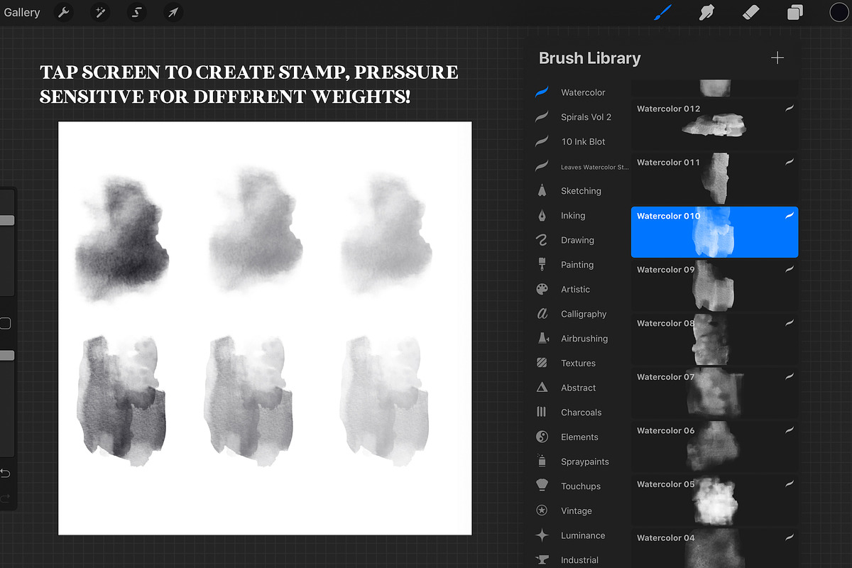 Procreate Watercolor Stamp Brushes, a Brush Add-On by The Gypsy Goddess (Photo 5 of 7)