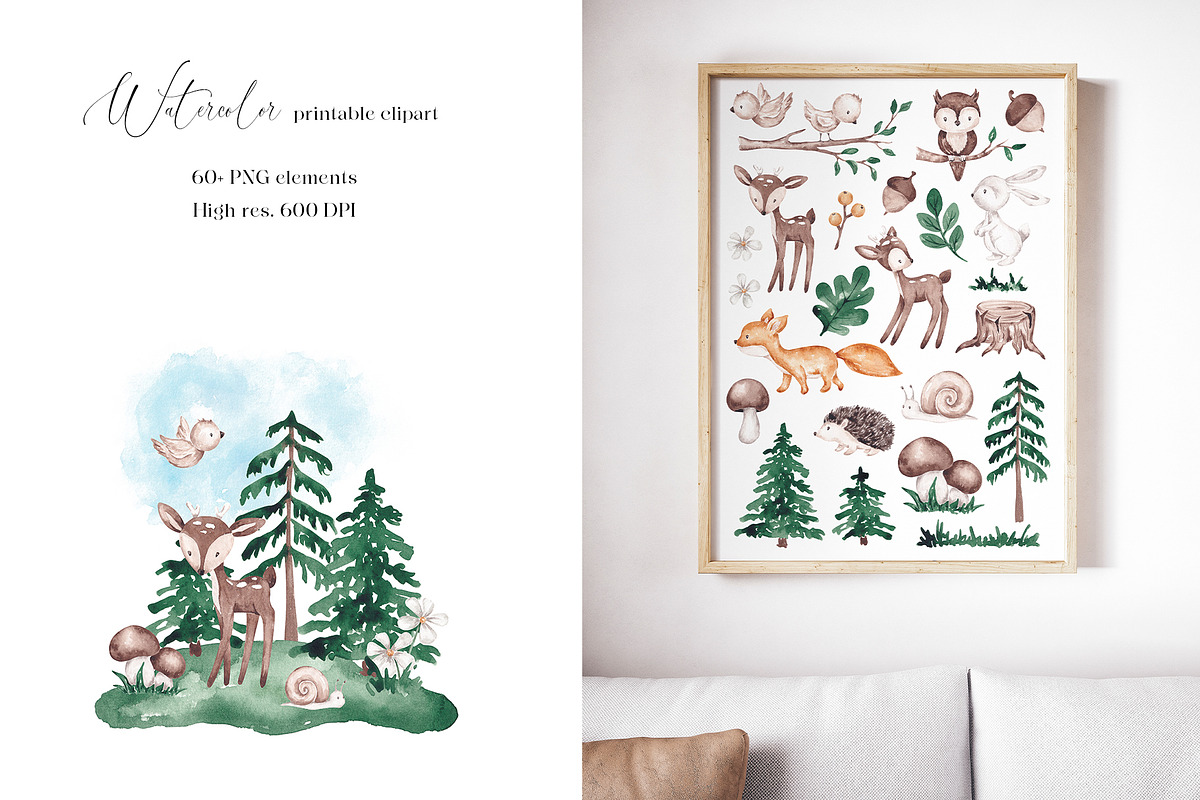 Woodland animals clip art, an Animal Illustration by SirenaArt (Photo 2 of 11)