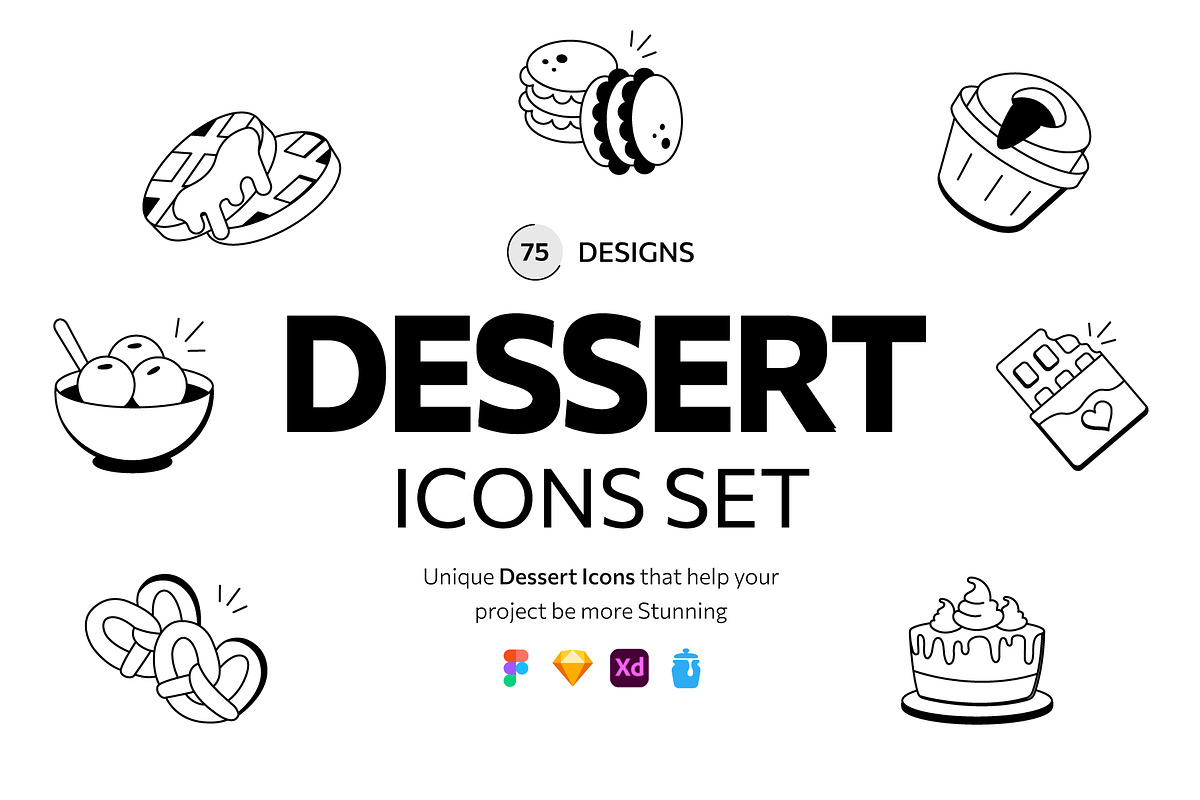 75 Dessert Doodles, an Outline Icon by Prosymbols (Photo 1 of 7)
