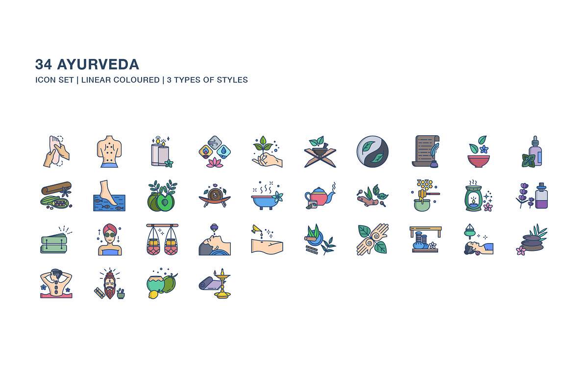 Ayurveda spa icon set, an Icon by Icongeek26 (Photo 3 of 4)