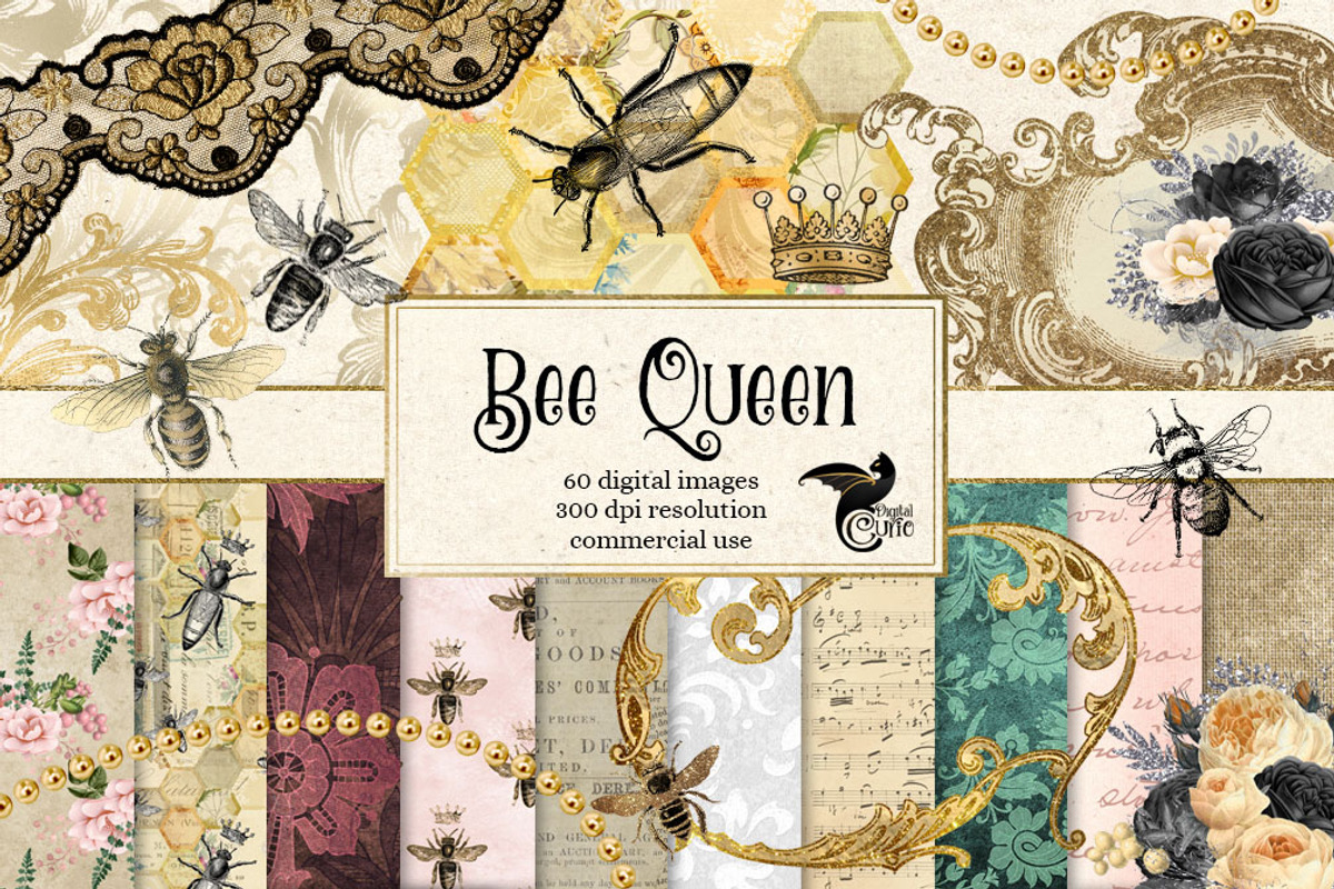 Queen Bee Digital Scrapbook Kit, a Background Graphic by Digital Curio