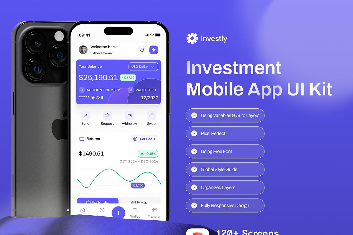Investly - Investment App UI Kit, an UI Kit Template by Semusim Visual (Photo 1 of 8)