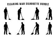 Cleaning Man Silhouette Vector Set, a Work Illustration by Gfx Expert Team (Thumbnail 3 of 3)