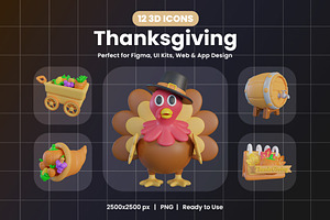 Thanksgiving 3D Icon Pack, an Object Graphic by Artnivora.Std