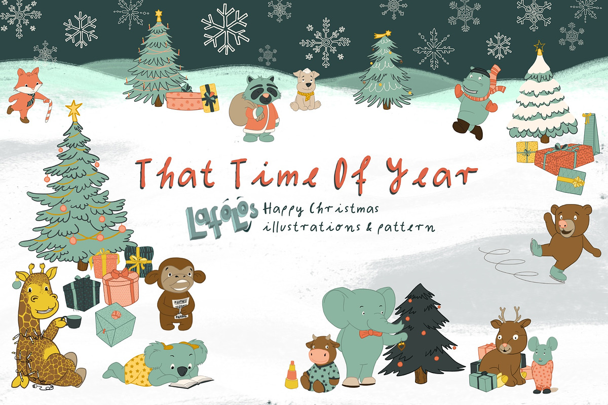 Happy Christmas Illustrations, an Animal Illustration by LAFOLO (Photo 1 of 9)