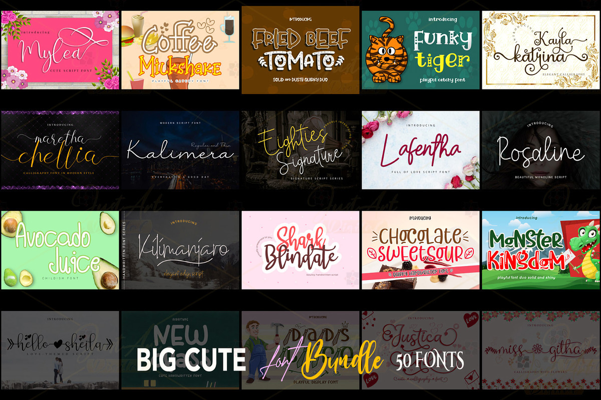 The Big Cute Fonts Bundle, a Script Font by JustArtDigital (Photo 3 of 4)