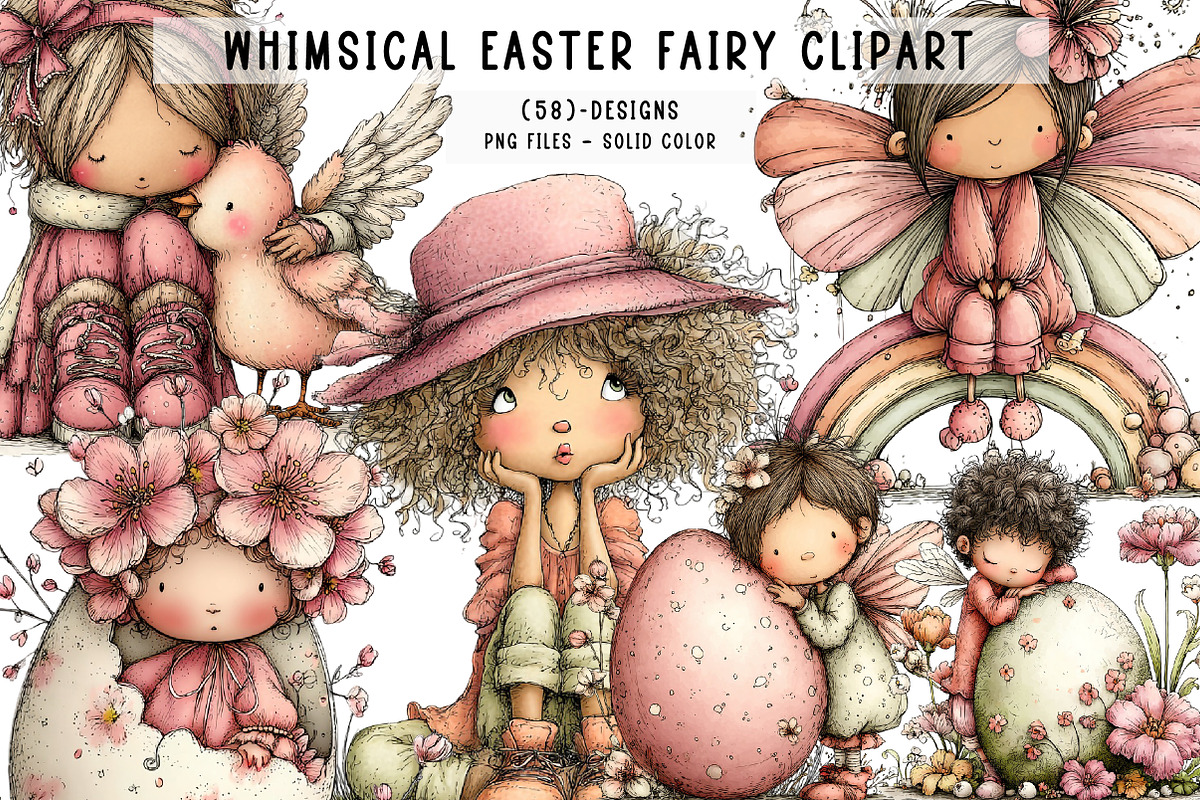 Whimsical Easter fairy Clipart, an Illustration by CreationArt (Photo 1 of 7)