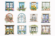 Watercolor Window Flower Clipart, an Illustration by Design Market (Thumbnail 3 of 4)