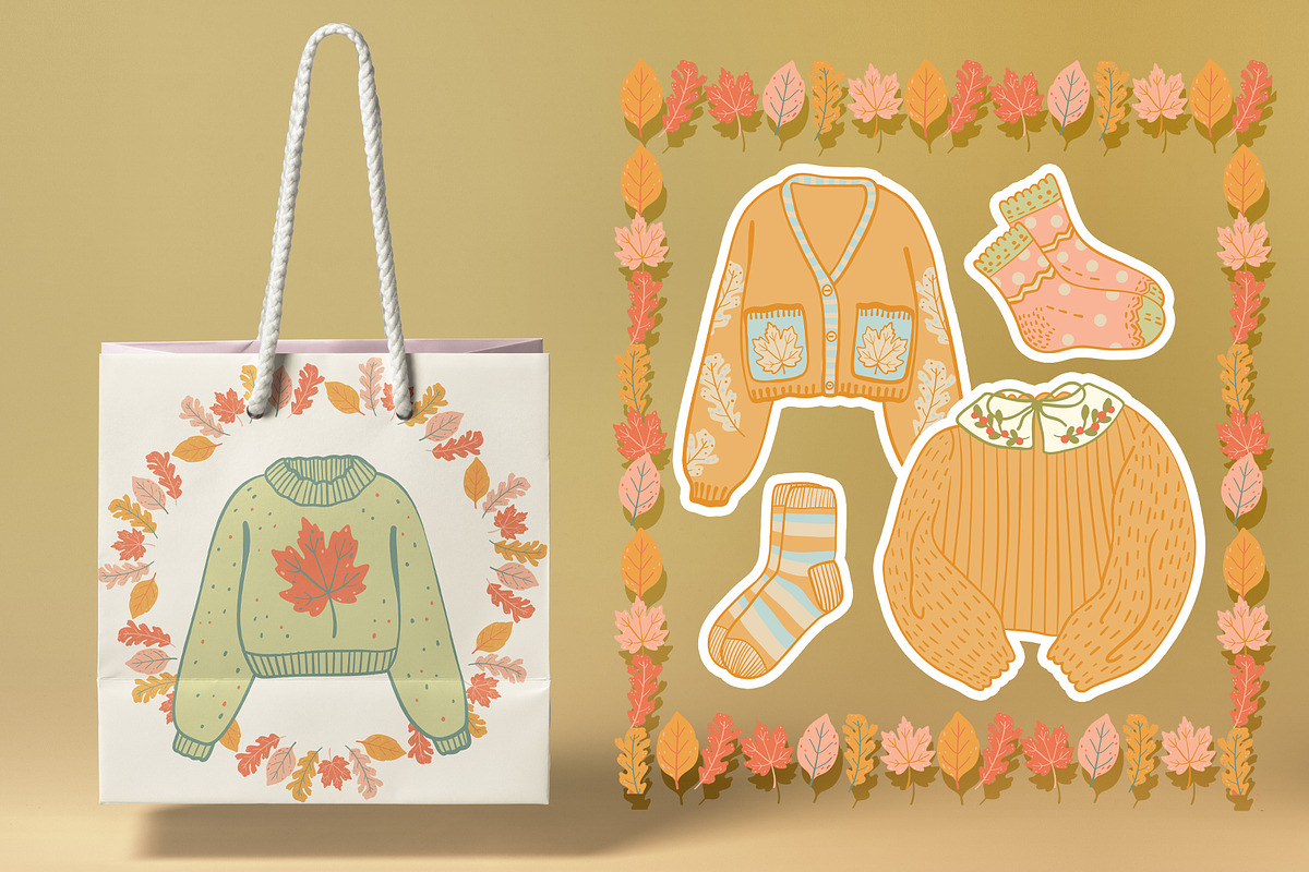Autumn Knitwear Vector Clipart, a Seasonal Illustration by Carpet Tapete Pretzel (Photo 5 of 5)