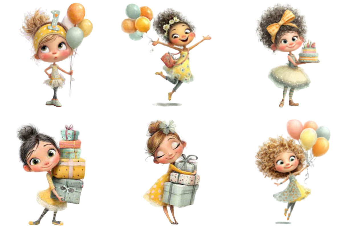 Quirky Birthday Girl Clipart, an Illustration by Designking (Photo 5 of 5)