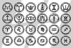 24 Zodiac Round Stamps