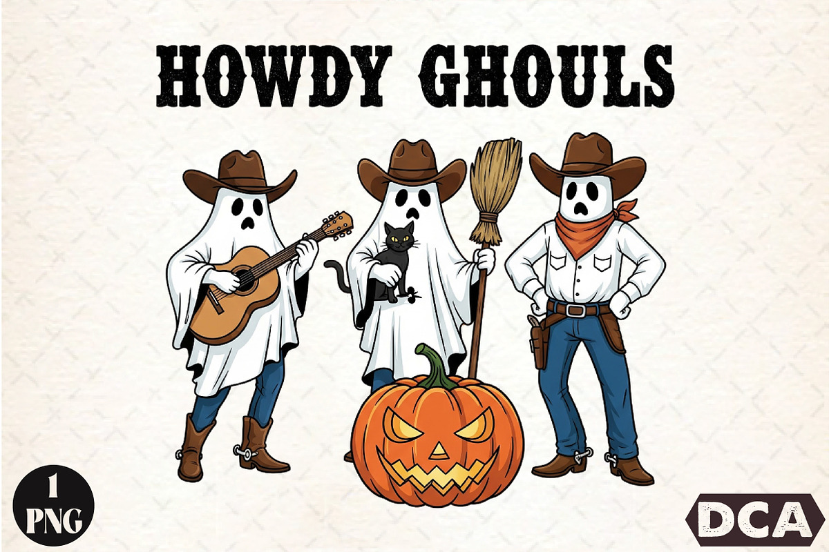 Howdy Ghouls Png, Ghost Halloween PN, an Illustration by DreamCafeArt (Photo 3 of 7)
